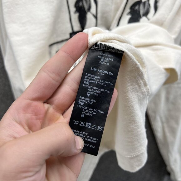 The Kooples Sweatshirt Mens Large Beige Palms Floral Graphic Pullover Knit - Picture 2 of 9